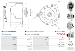Alternateur A6199(DENSO)