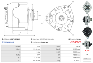 Alternateur A6472(DENSO)