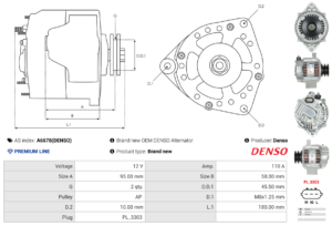Alternateur A6678(DENSO)