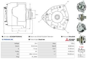 Alternateur A5343(MITSUBISHI)