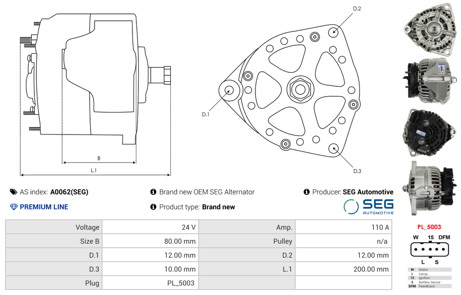 Alternateur A0062(SEG) au meilleur prix » AtelierD | Électricité ...