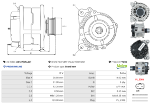 Alternateur A3127(VALEO)