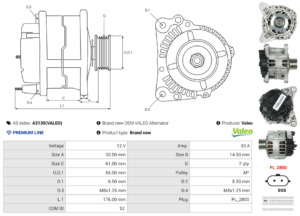 Alternateur A3139(VALEO)