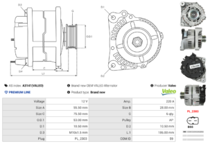 Alternateur A3141(VALEO)