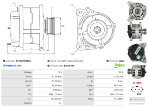 Alternateur A3142(VALEO)