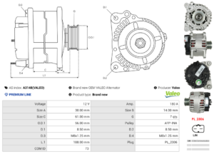 Alternateur A3148(VALEO)
