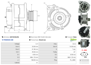 Alternateur A3313(VALEO)