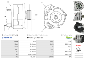 Alternateur A3402(VALEO)