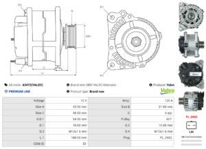 Alternateur A3472(VALEO)