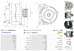 Alternateur A3508(VALEO)