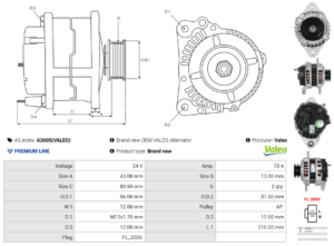 Alternateur A3605(VALEO)
