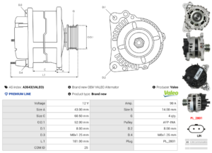 Alternateur A3643(VALEO)
