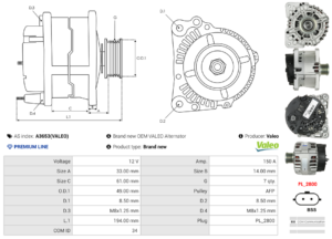 Alternateur A3653(VALEO)