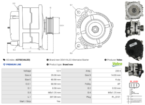 Alternateur A3750(VALEO)