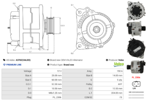 Alternateur A3763(VALEO)