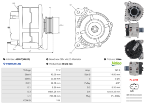Alternateur A3767(VALEO)