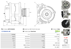Alternateur A3701(VALEO)