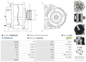 Alternateur A3705(VALEO)