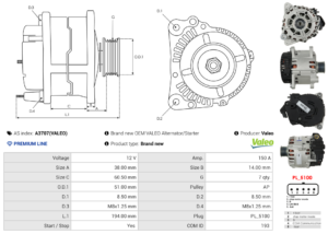 Alternateur A3707(VALEO)