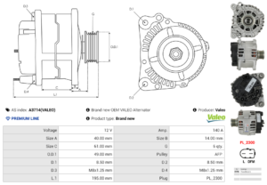 Alternateur A3714(VALEO)
