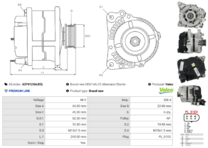 Alternateur A3741(VALEO)
