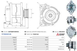 Alternateur A5478(MITSUBISHI)
