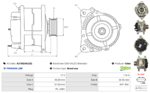 Alternateur A3195(VALEO)