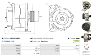 Alternateur A3196(VALEO)