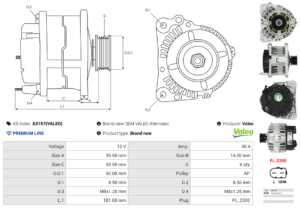 Alternateur A3197(VALEO)