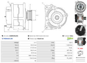 Alternateur A3209(VALEO)