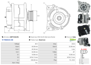 Alternateur A3871(VALEO)