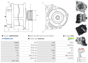 Alternateur A3872(VALEO)