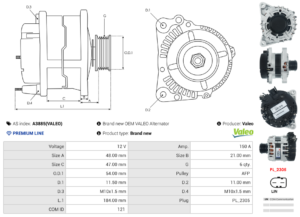 Alternateur A3885(VALEO)