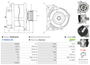 Alternateur A3368(VALEO)