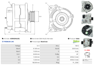 Alternateur A3393(VALEO)