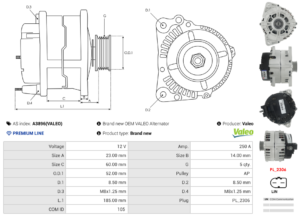 Alternateur A3896(VALEO)