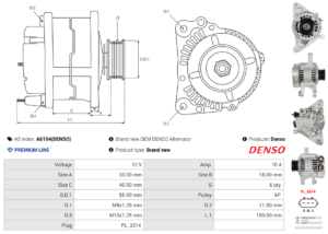 Alternateur A6194(DENSO)