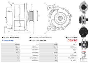 Alternateur A6522(DENSO)