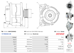 Alternateur A6657(DENSO)