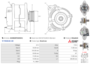Alternateur A5408(MITSUBISHI)