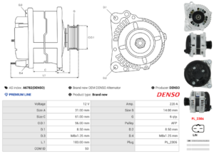 Alternateur A6782(DENSO)