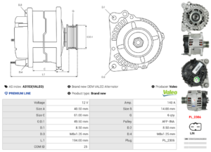 Alternateur A3153(VALEO)