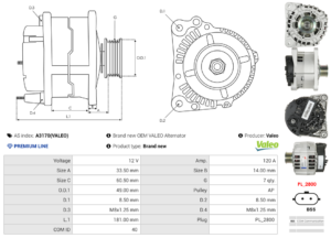 Alternateur A3170(VALEO)