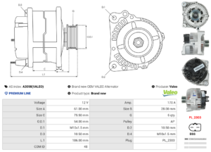 Alternateur A3098(VALEO)
