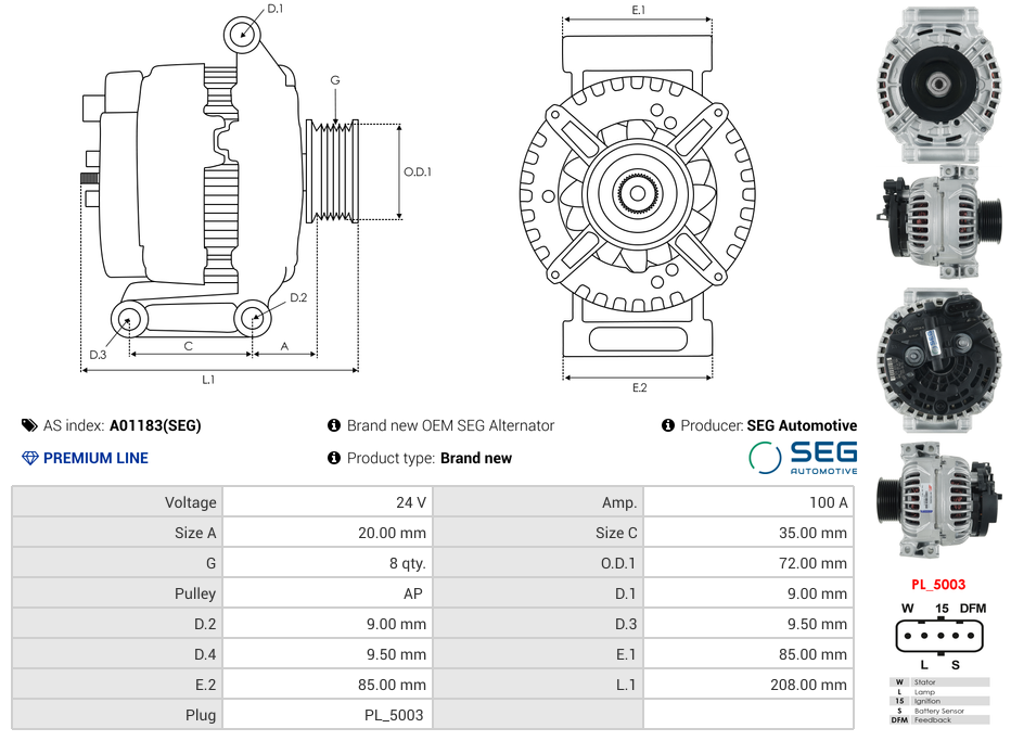 Alternateur A01183(SEG) au meilleur prix » AtelierD | Électricité ...