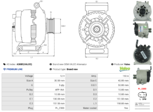 Alternateur A3085(VALEO)