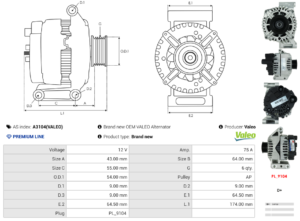 Alternateur A3104(VALEO)