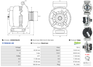 Alternateur A3542(VALEO)
