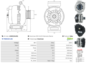 Alternateur A3825(VALEO)