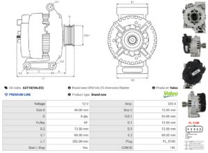 Alternateur A3718(VALEO)